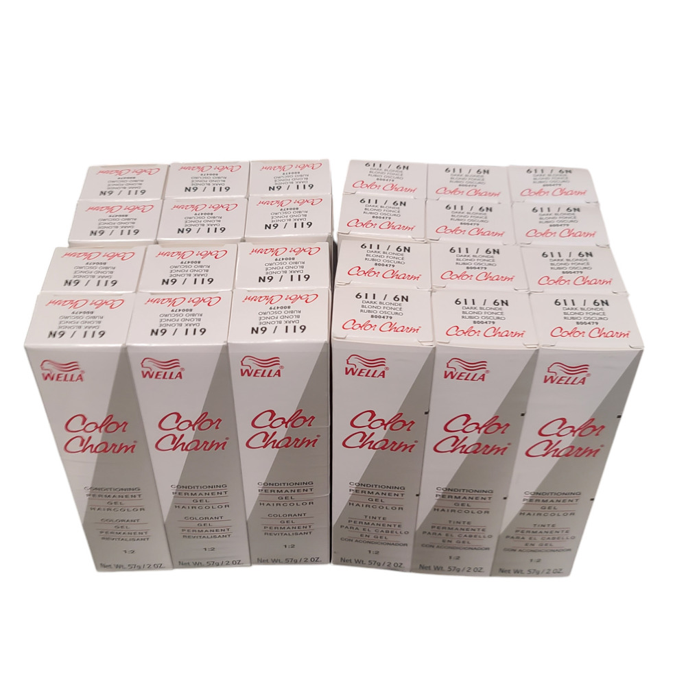 24 Pack Wella Color Charm Permanent Gel Hair Color 611/6N Dark Blonde - 2 oz